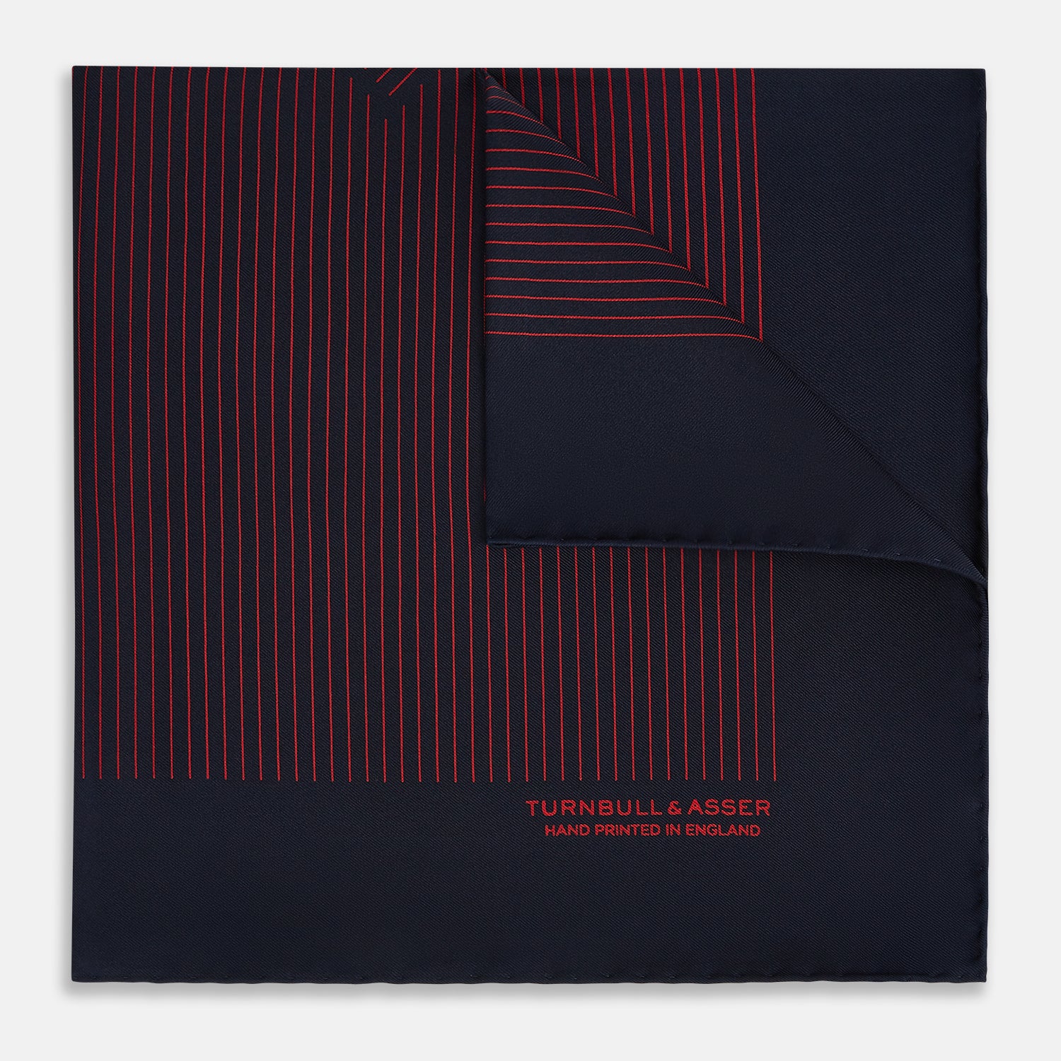 View 1 of product Navy and Red Stripe Silk Pocket Square