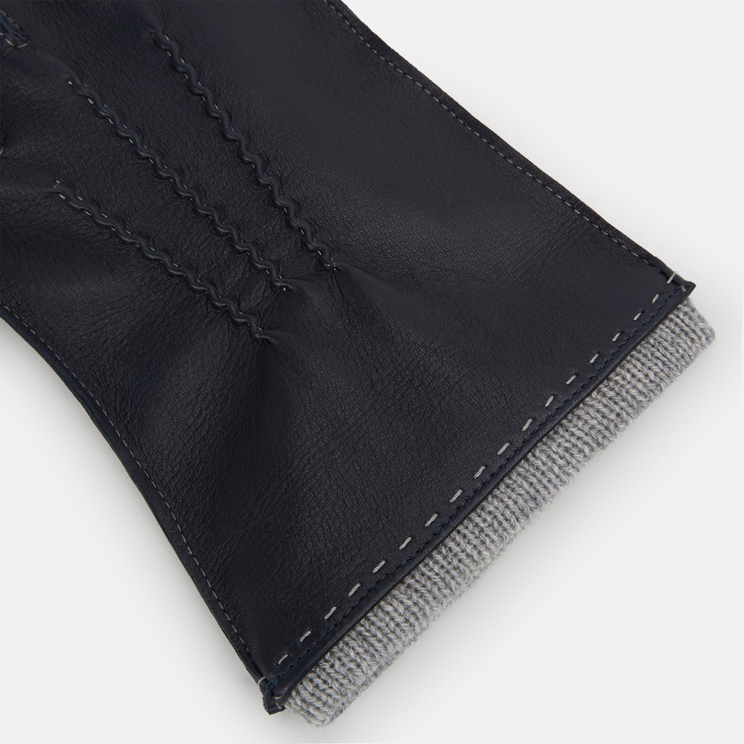 View 2 of product Navy/Grey Cashmere-Lined Hairsheep Leather Gloves