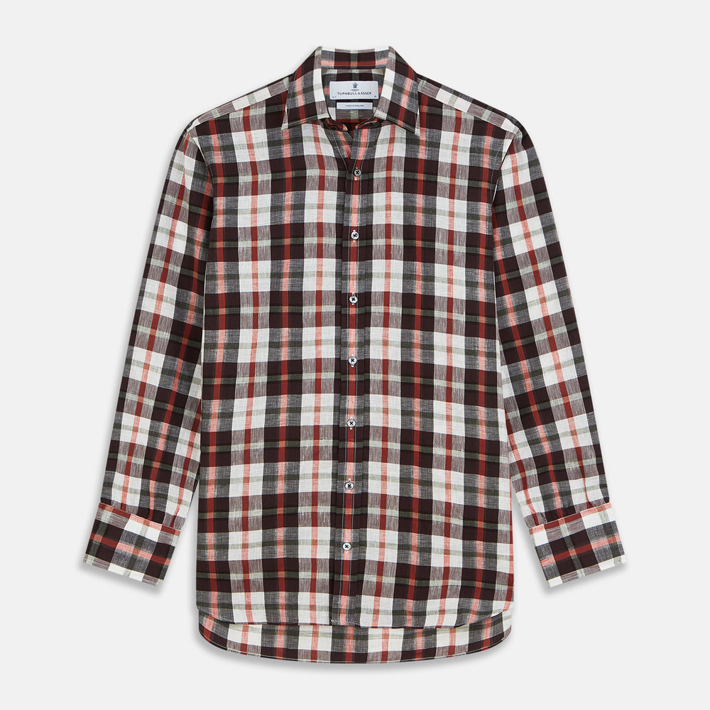 Black Multi-check Linen Blend Regular Fit Mayfair Shirt