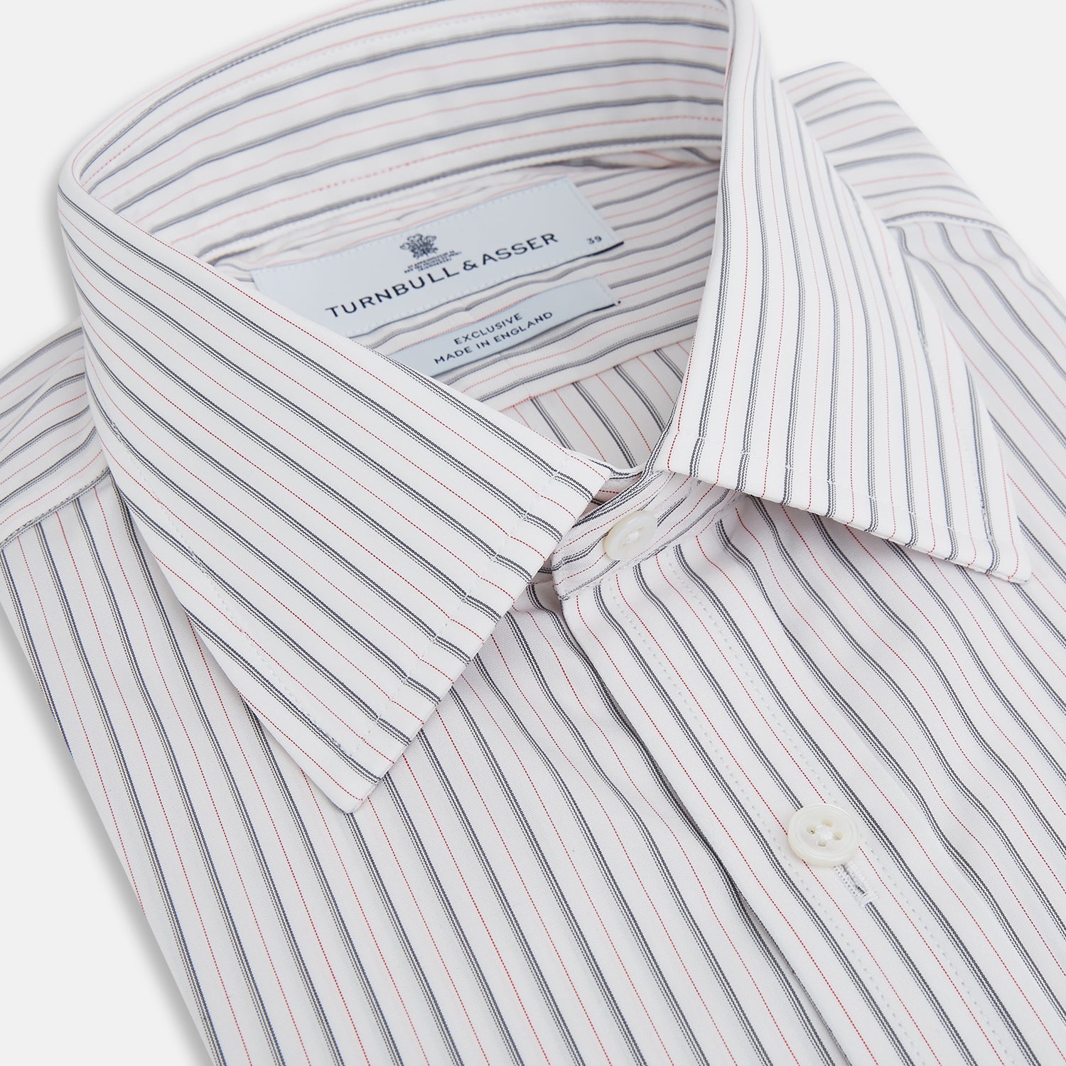 View 2 of product Midnight Blue and Red Ticking Stripe Mayfair Shirt
