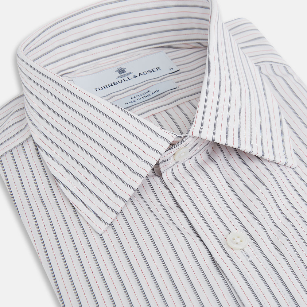 Midnight Blue and Red Ticking Stripe Mayfair Shirt