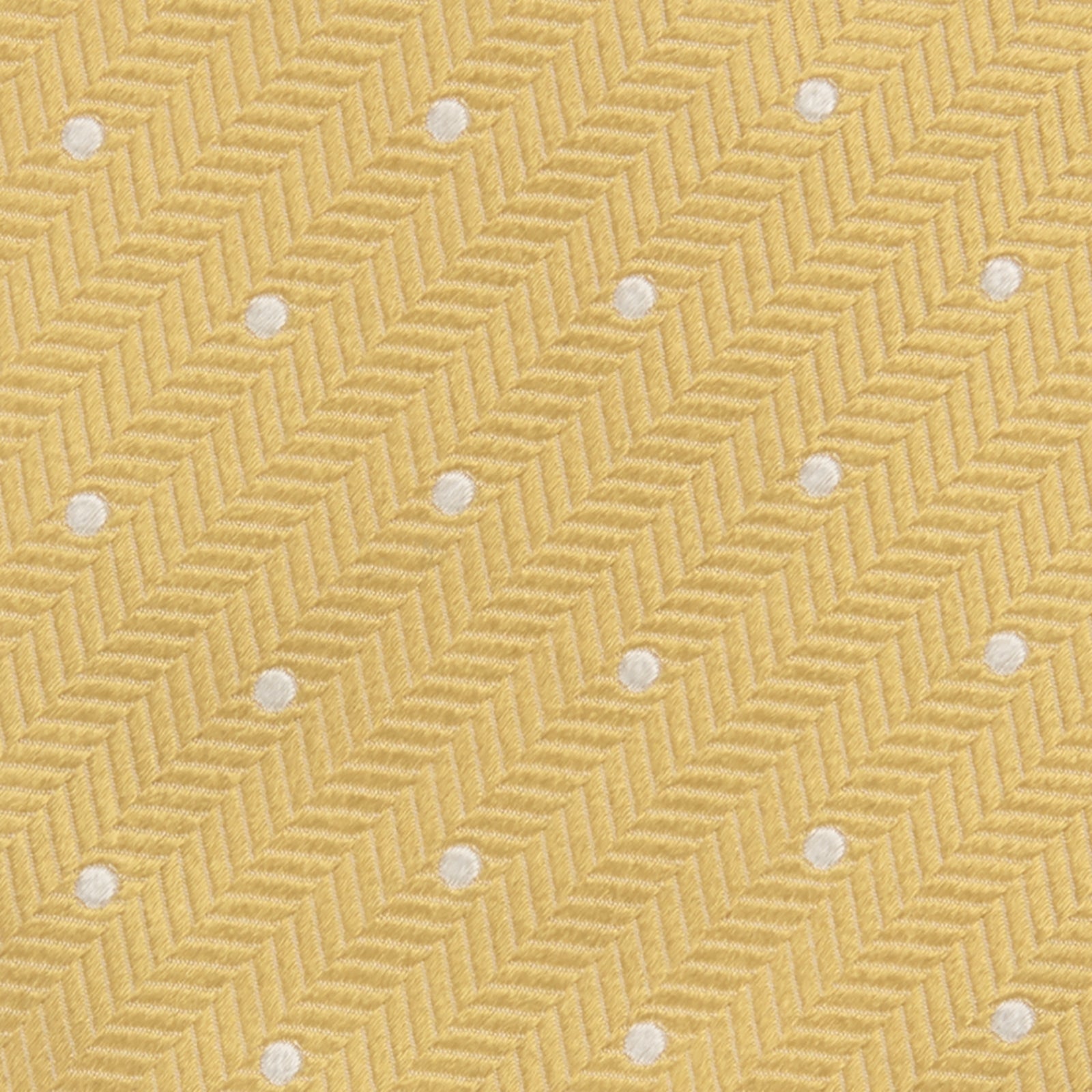 View 4 of product Gold and White Small Spot Herringbone Silk Tie