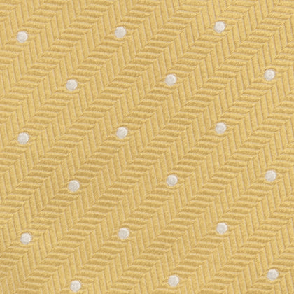 Gold and White Small Spot Herringbone Silk Tie Image 3