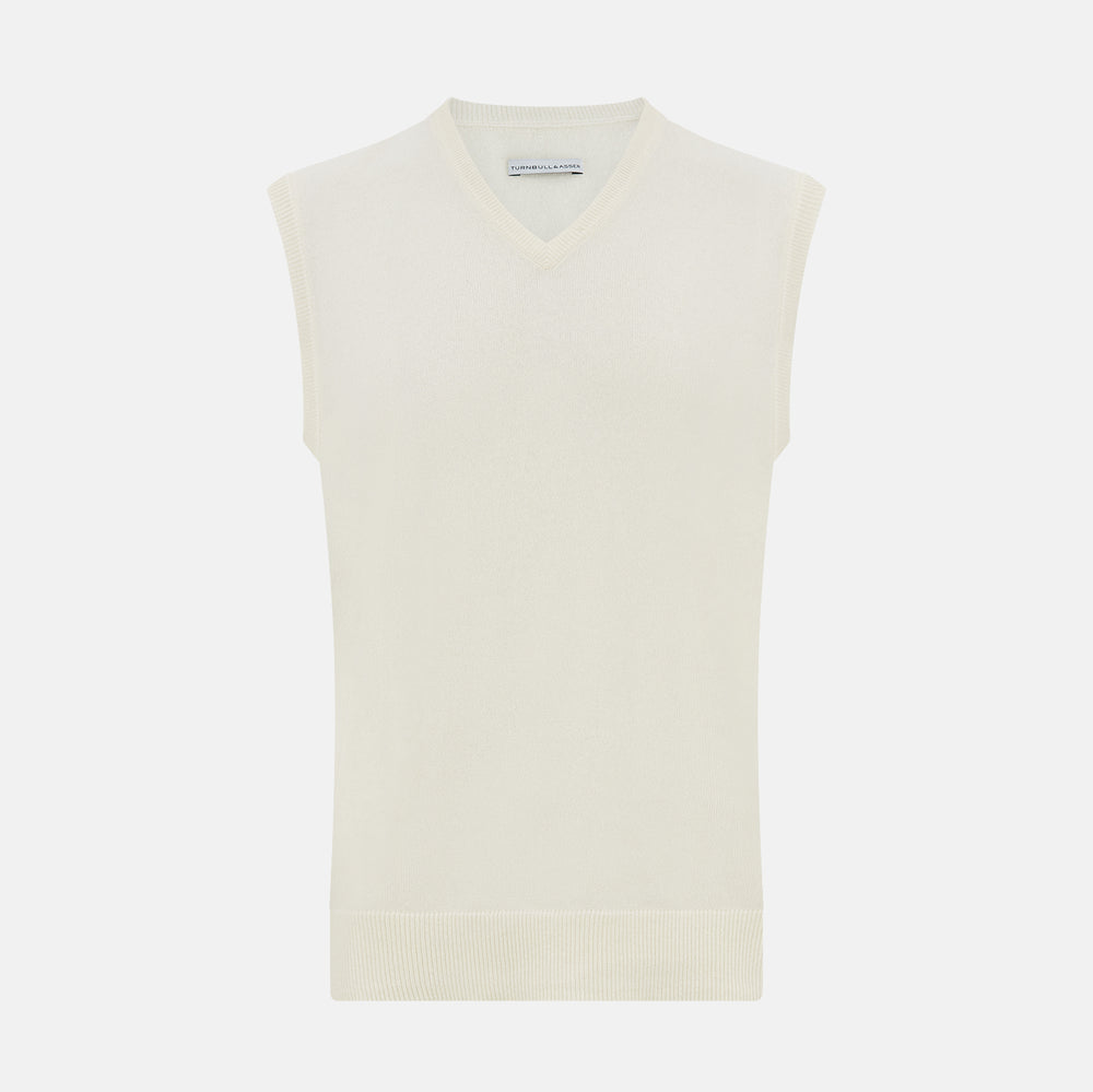 White Cashmere V-neck Vest