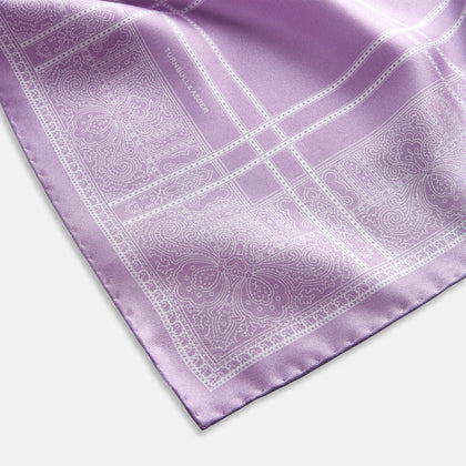 Lilac Paisley Bandana Patterned Silk Pocket Square