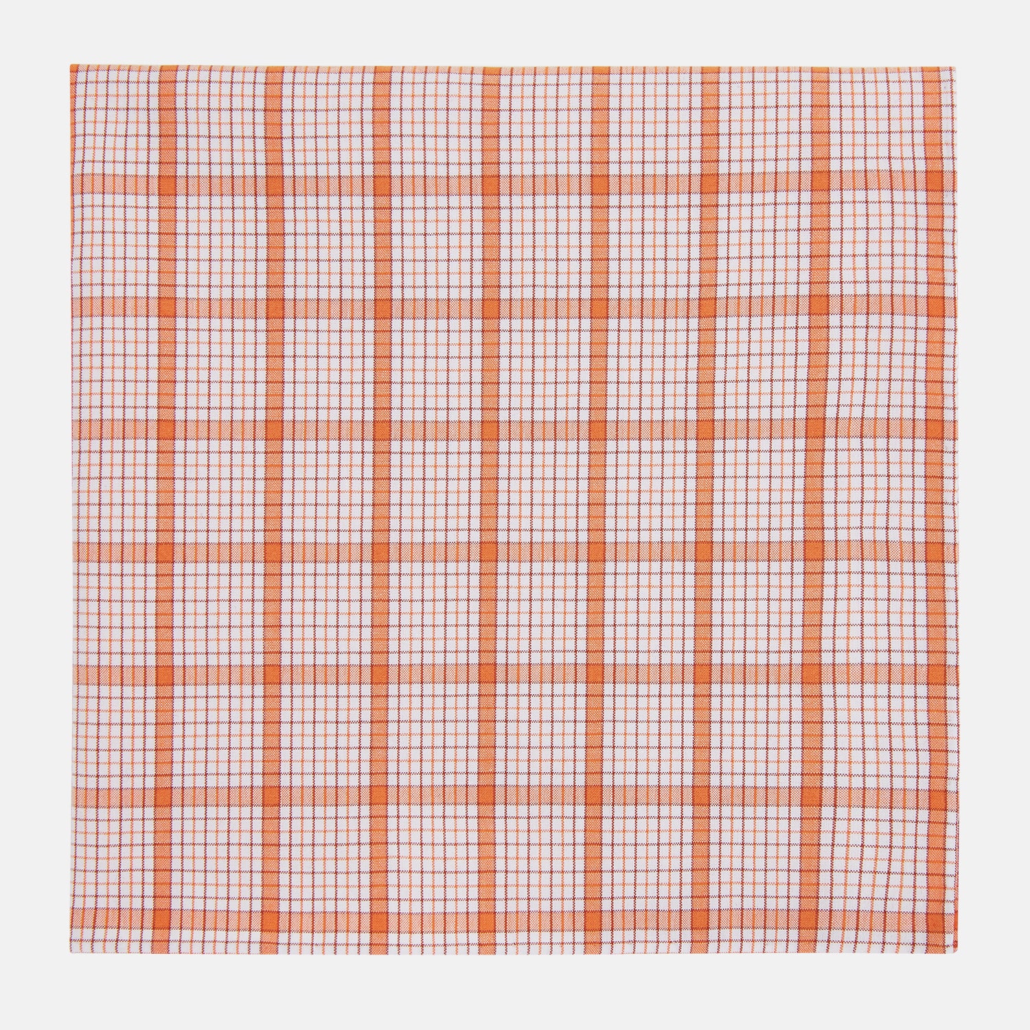 View 1 of product Hand Rolled Orange Graph Overlay Check Handkerchief