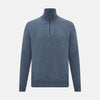 View 1 of product Blue Melange  Half-Zip Cashmere Jumper