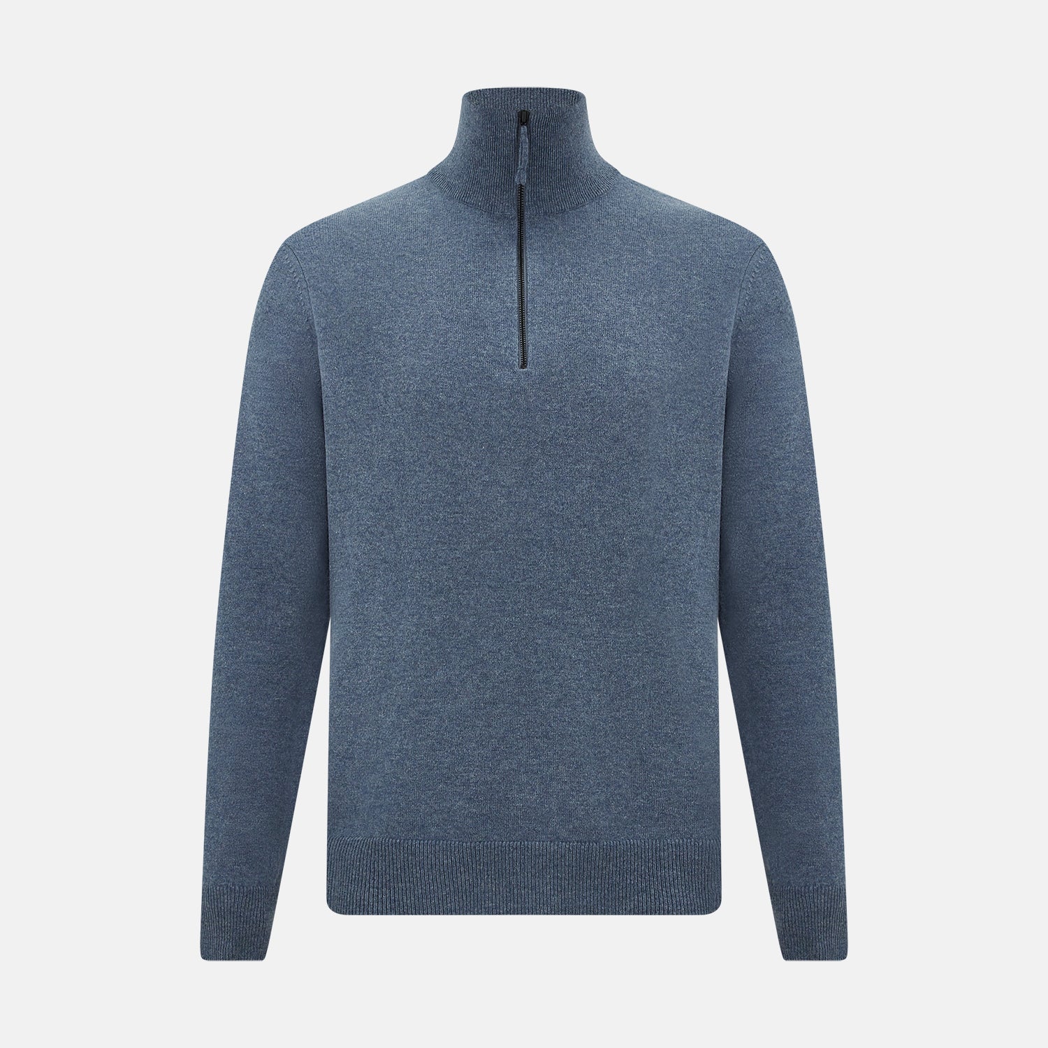 View 1 of product Blue Melange  Half-Zip Cashmere Jumper