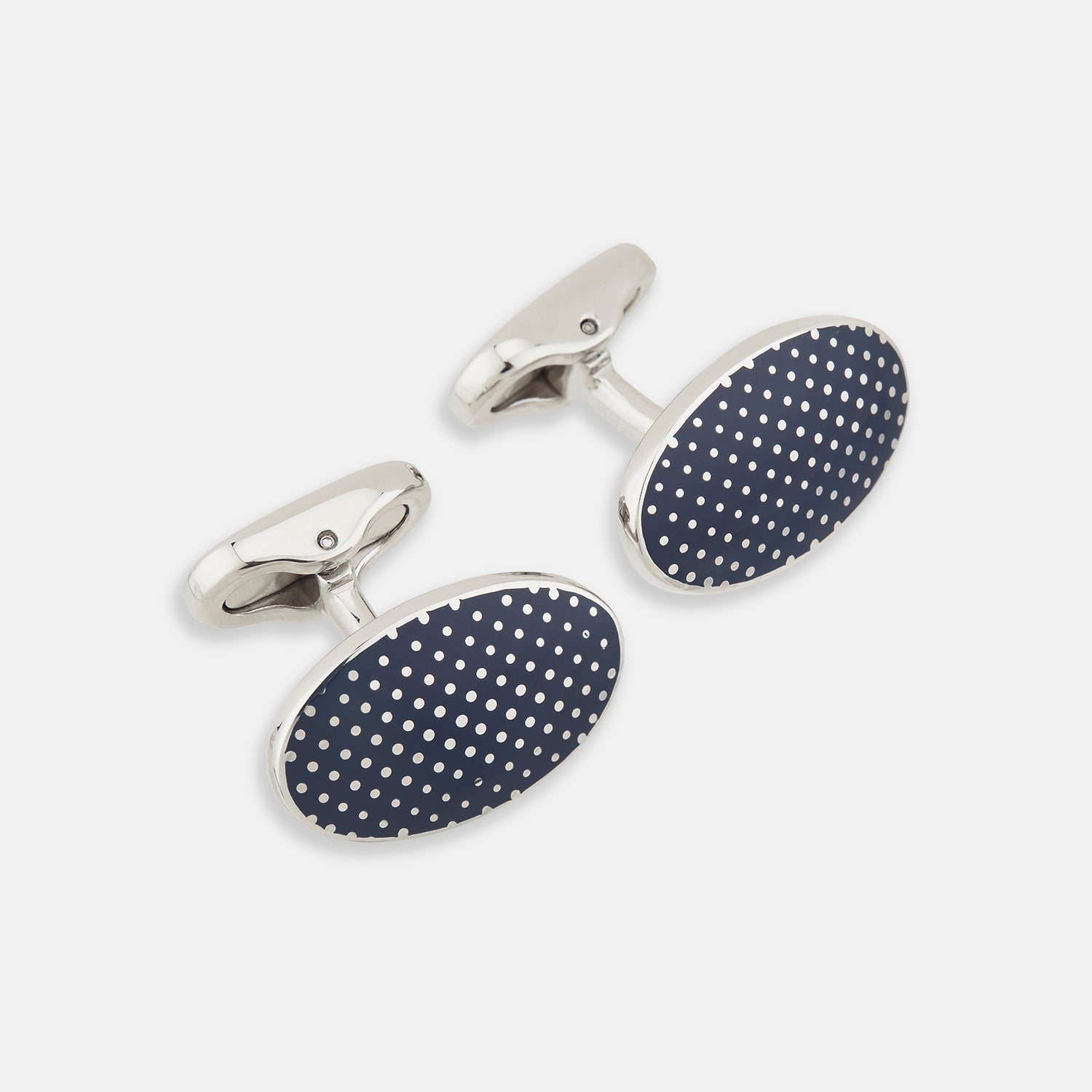 View 1 of product Navy Dotted Oval Cufflinks