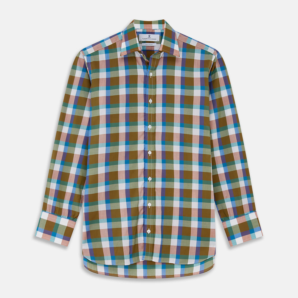 Green and Pink Multi-check Cotton Blend Regular Fit Mayfair Shirt