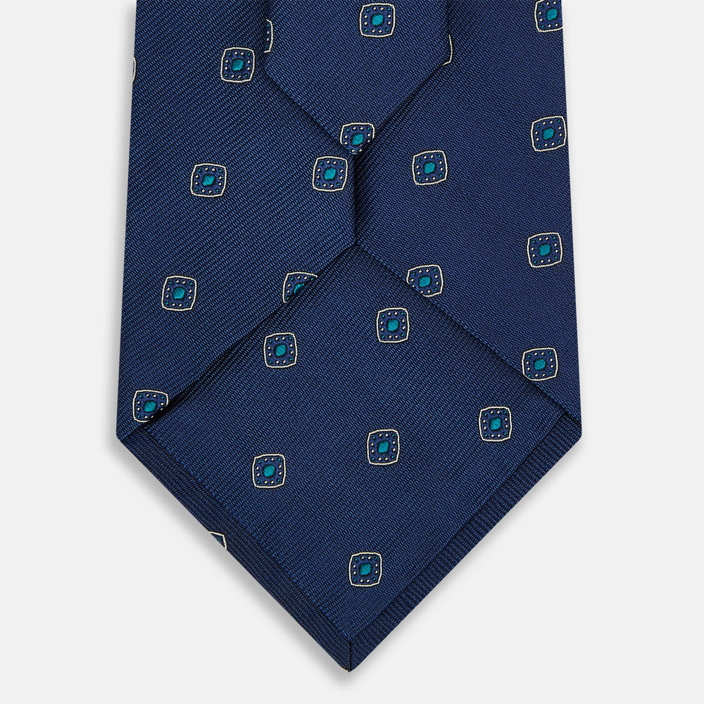 Navy Geometric Silk Tie