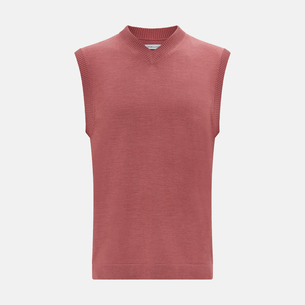 Pink Fine Merino V-Neck Vest