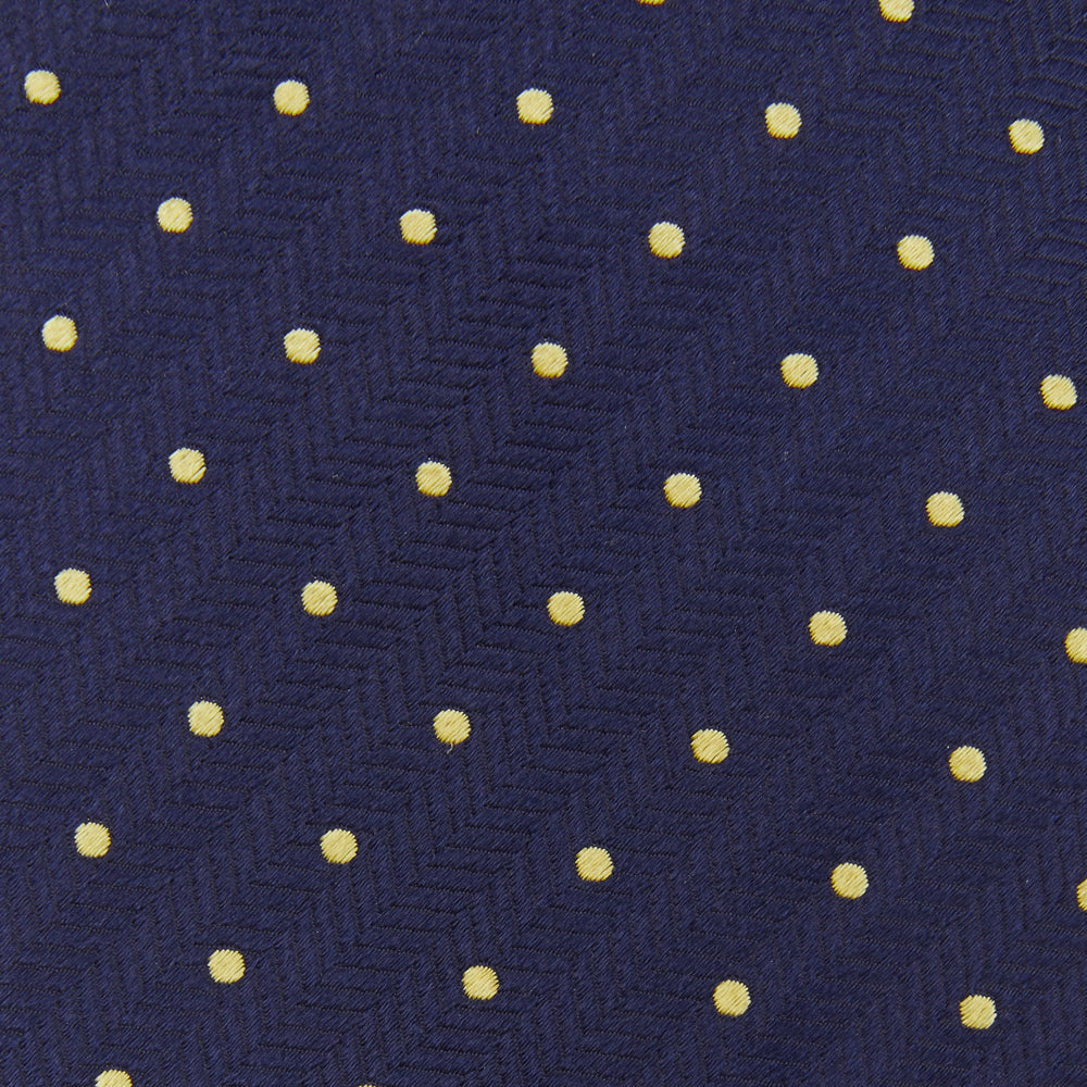 Navy Spot Woven Herringbone Silk Tie