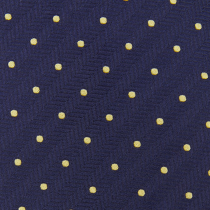 Navy Spot Woven Herringbone Silk Tie Image 3