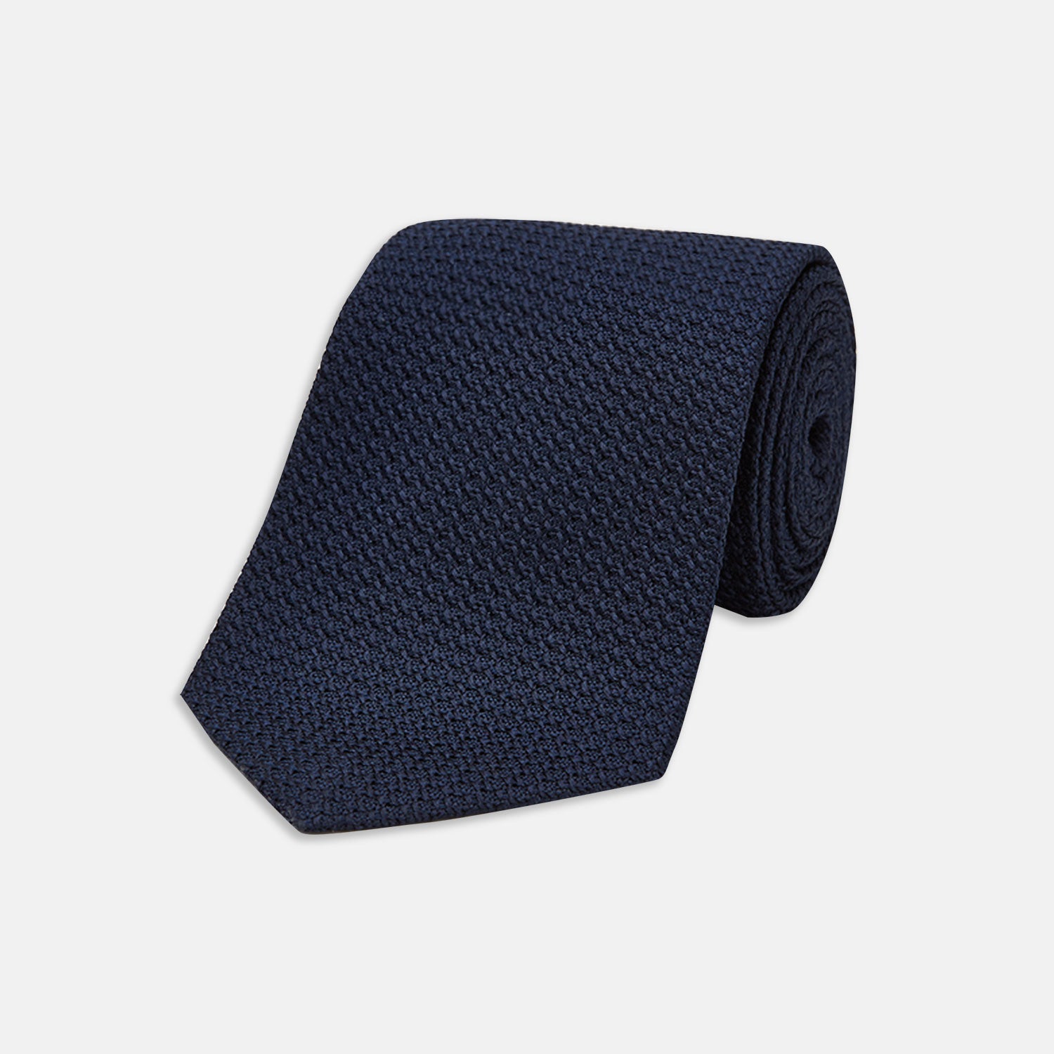 View 1 of product Navy Plain Woven Grenadine Silk Tie