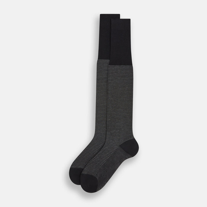 Charcoal Melange Houndstooth Long Socks Image 1