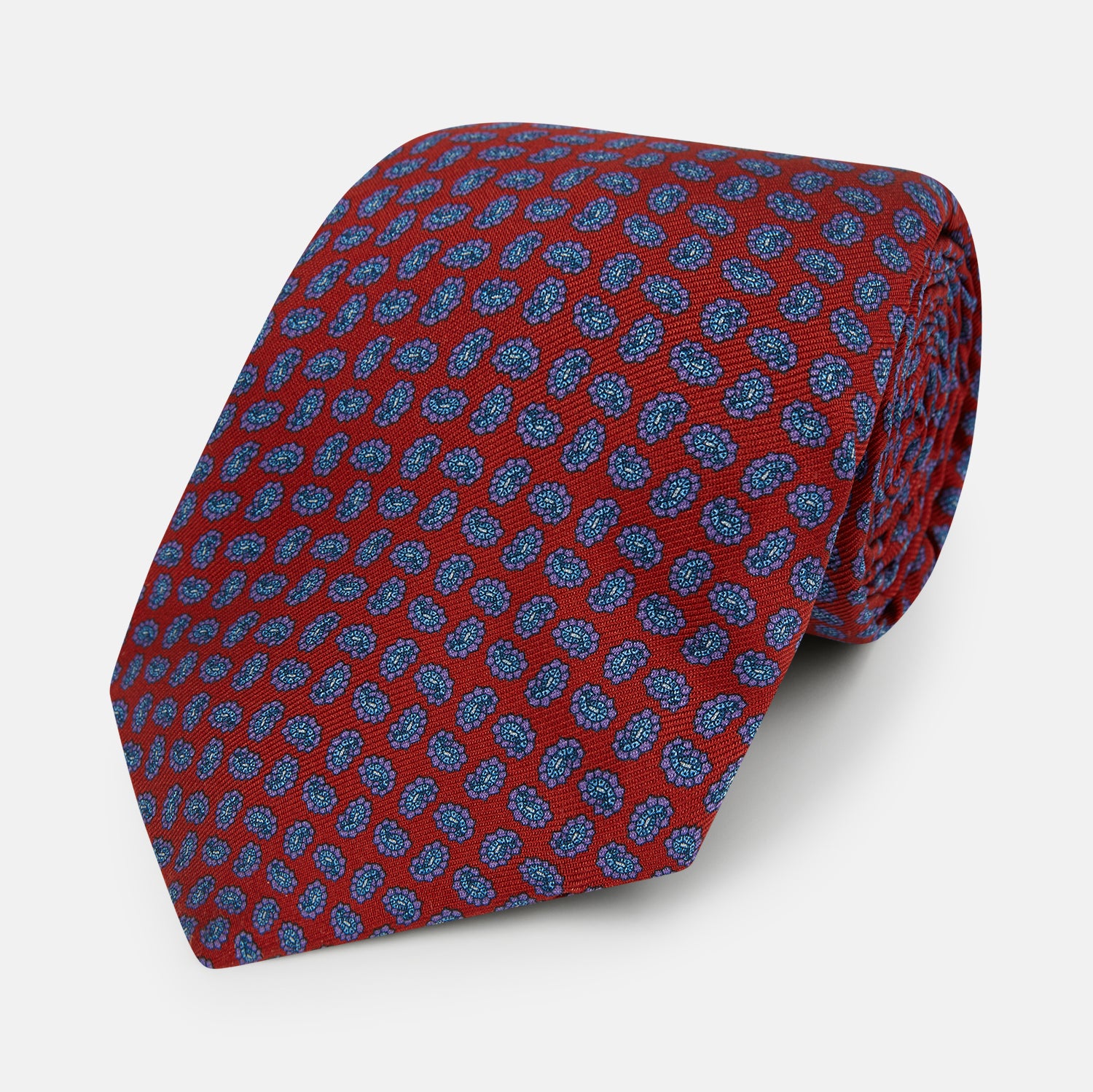 View 1 of product Red and Purple Miniature Paisley Silk Tie