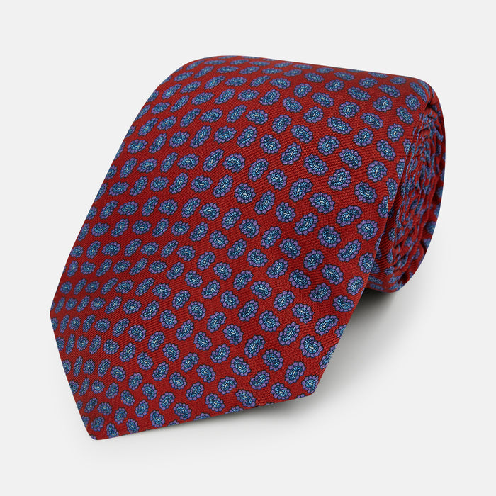 Red and Purple Miniature Paisley Silk Tie