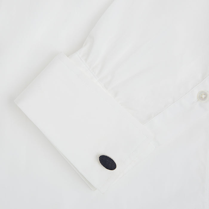 Navy Dotted Oval Cufflinks Image 2