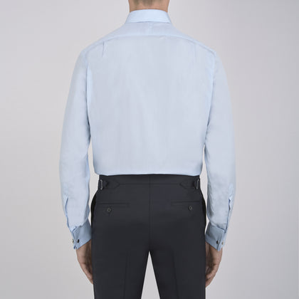 Light Blue Sea Island Quality Cotton Shirt with T&A Collar and Double Cuffs Image 5