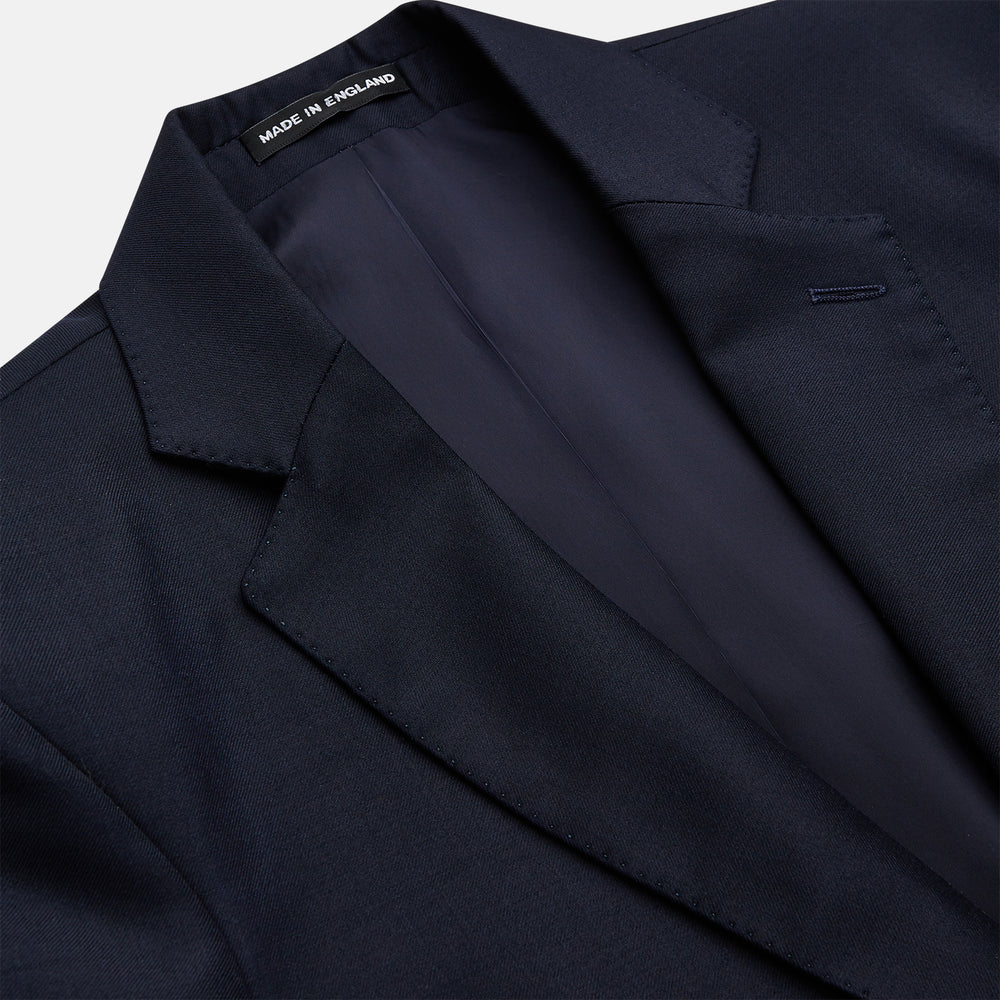 Navy Plain Wool Single Breasted Blazer