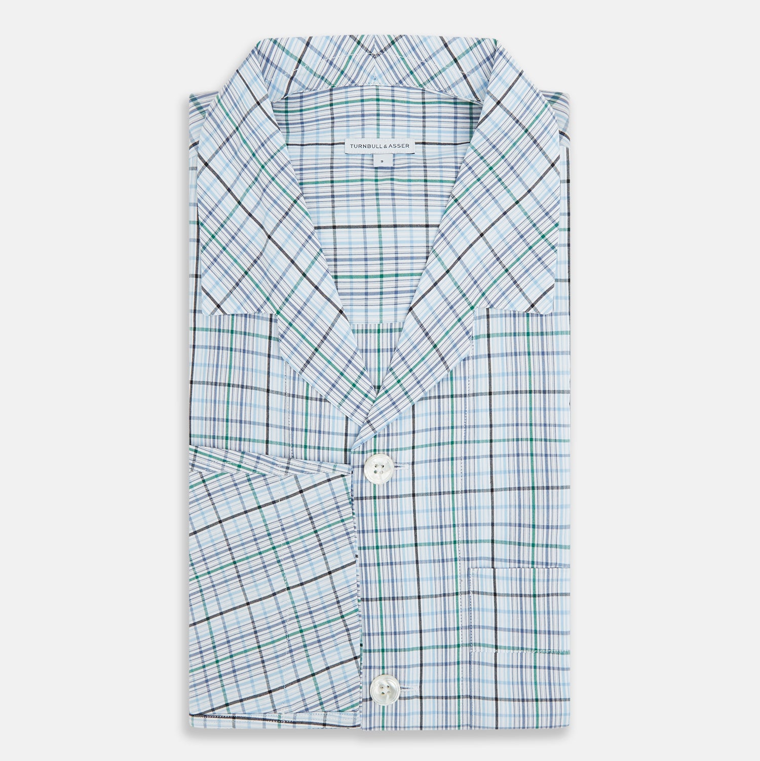 View 5 of product Blue and Green Multi Check Pyjama Shirt
