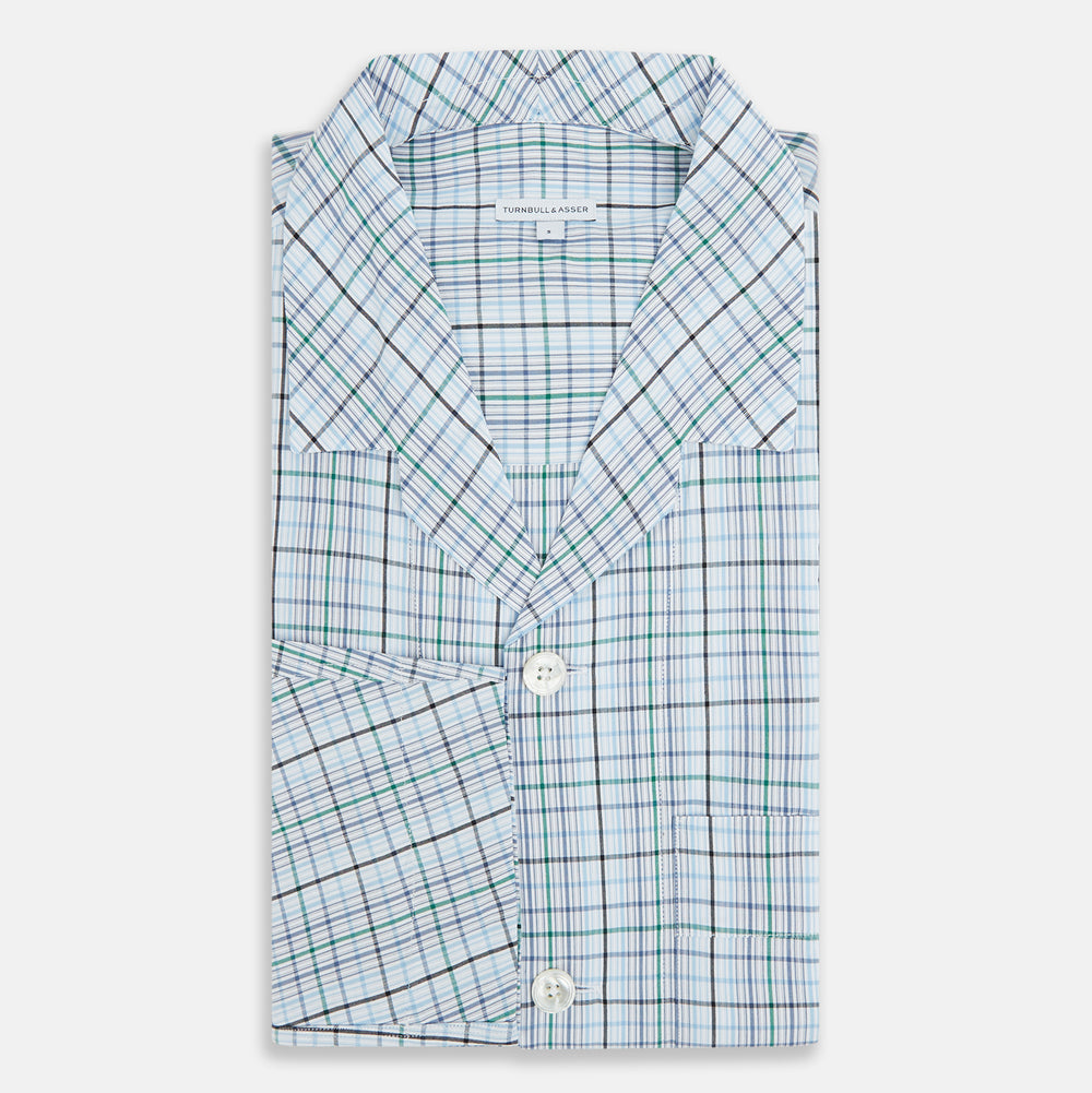 Blue and Green Multi Check Pyjama Shirt