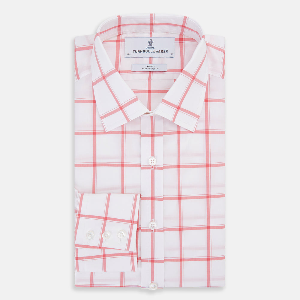 Coral Grid Check Mayfair Shirt