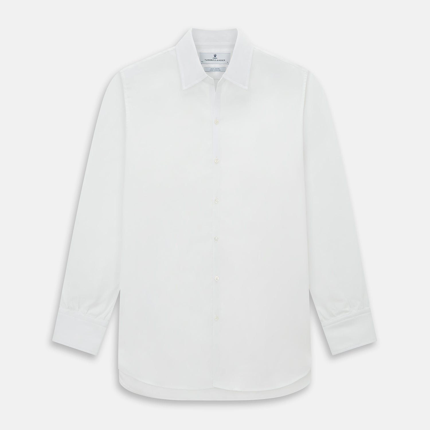 View 1 of product WHITE ROYAL OXFORD COTTON WINDSOR SHIRT WITH TURNBULL OPEN COLLAR AND 3-BUTTON CUFFS