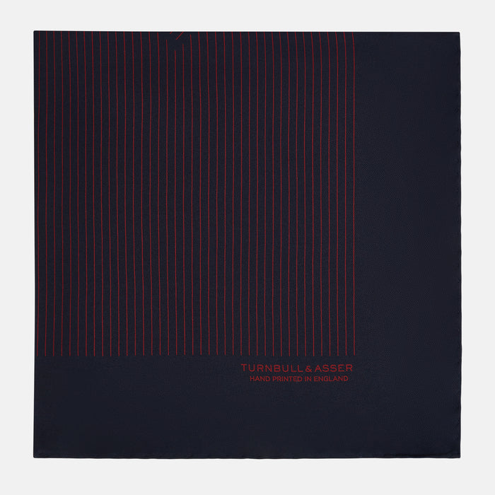 Navy and Burgundy Stripe Silk Pocket Square Image 2