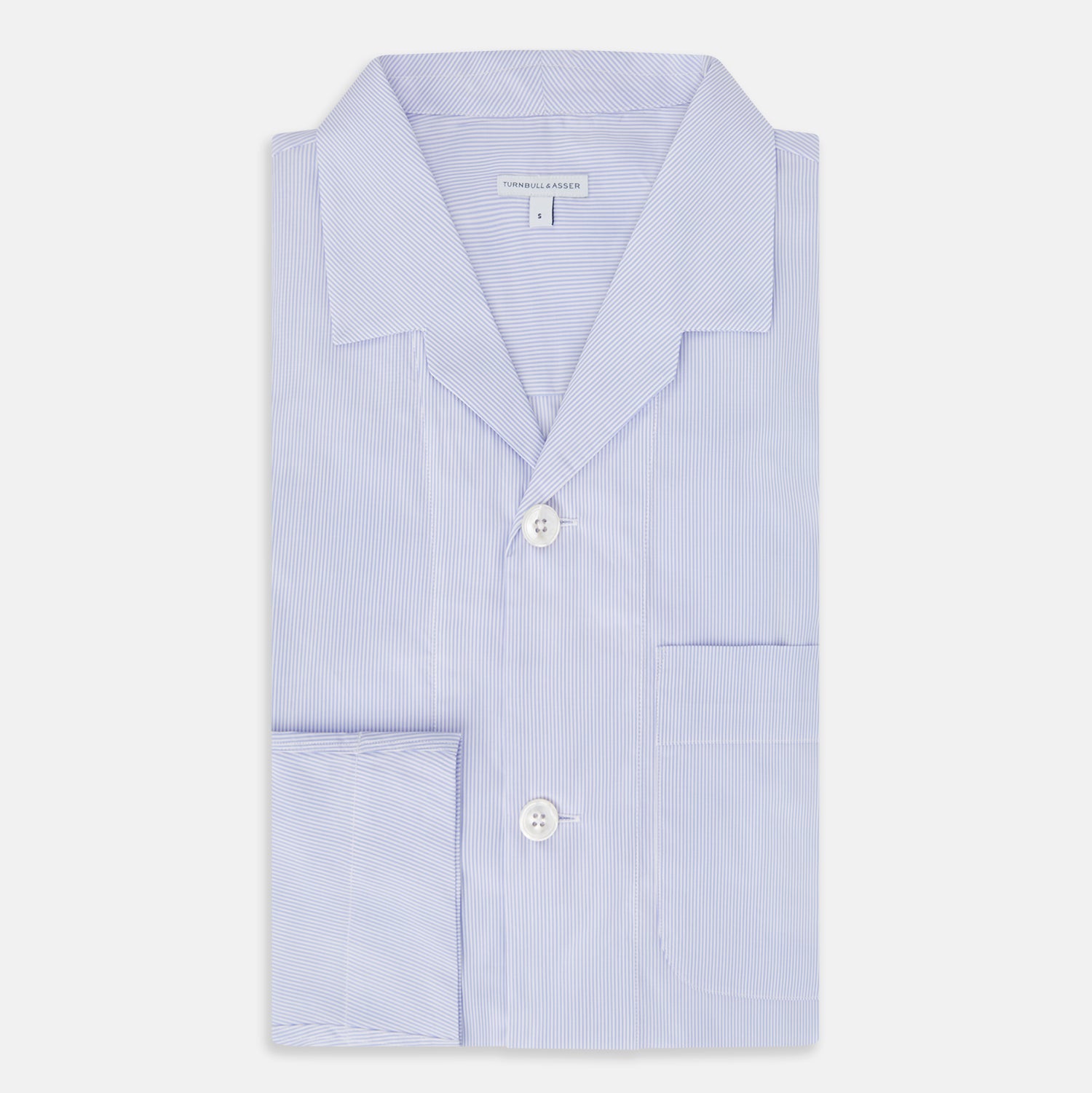 View 5 of product Pale Blue Hairline Stripe Pyjama Shirt