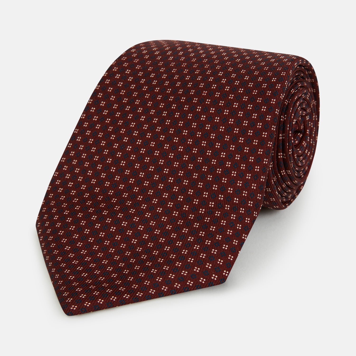 View 1 of product Burgundy Geometric Motif Silk Tie