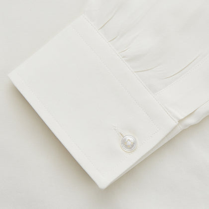 Cream Silk Long Point Embroidered Eamon Shirt Image 2
