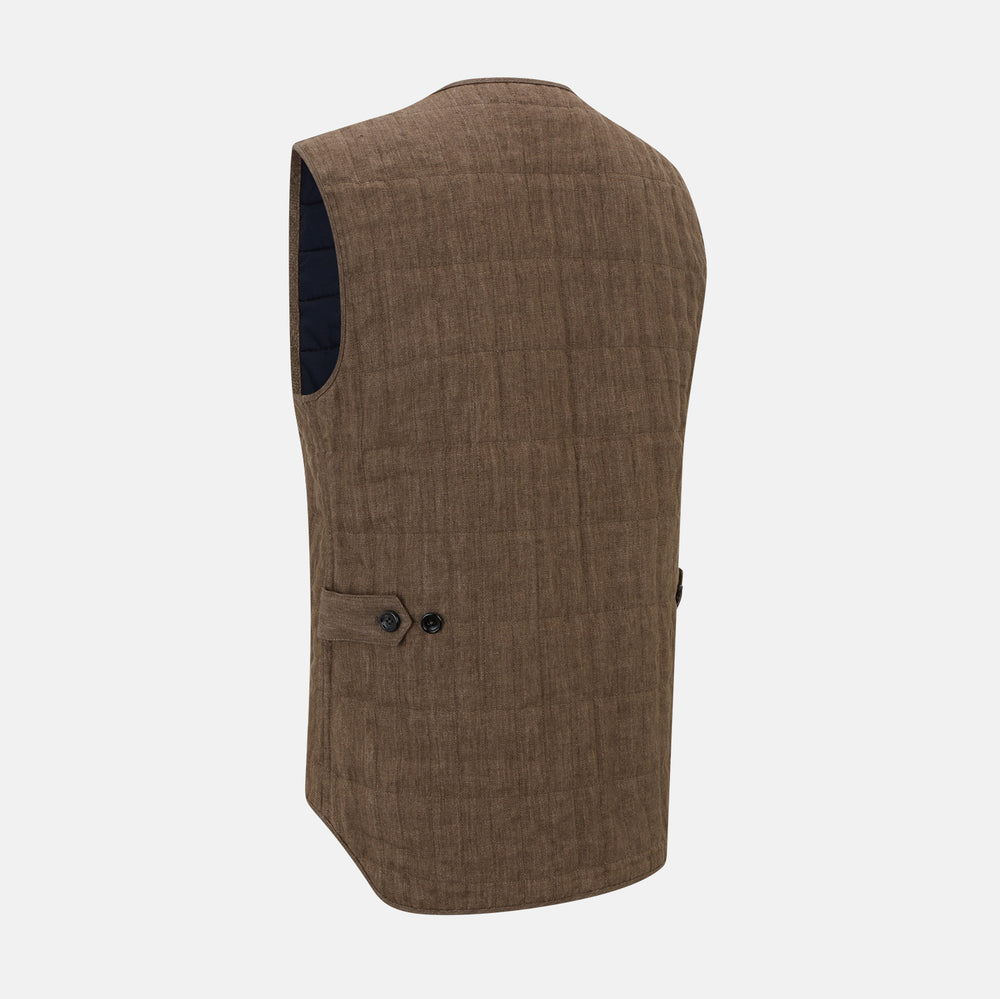 Pine Cone Quilted Linen Herringbone Waistcoat