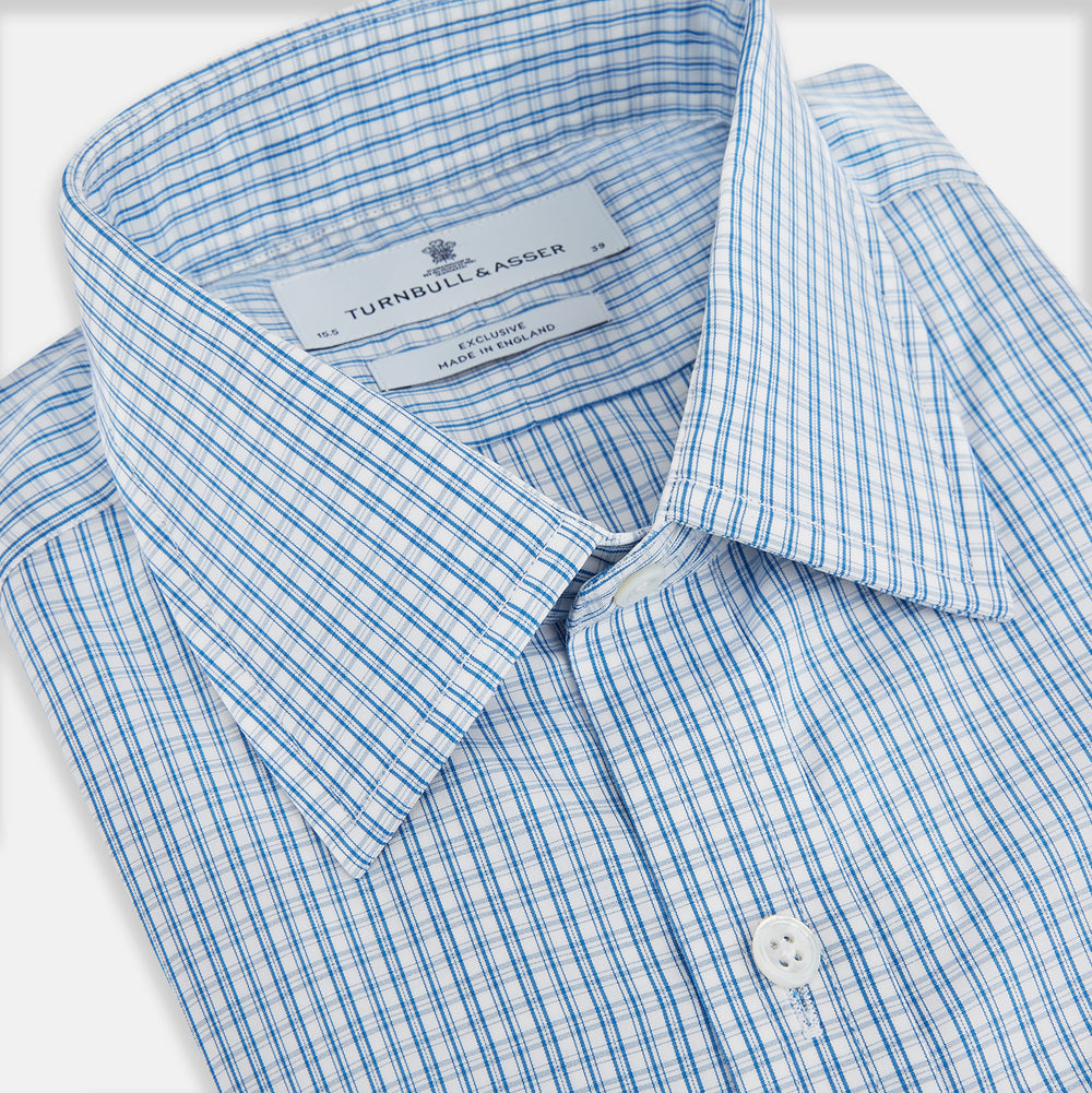 Sky Blue Micro Graph Check Mayfair Shirt