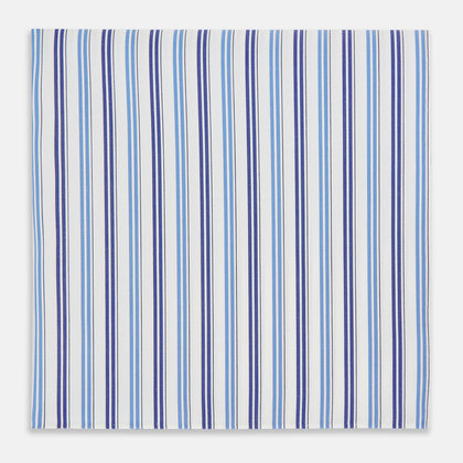 Blue and Navy Multi Stripe Hand-Rolled Handkerchief