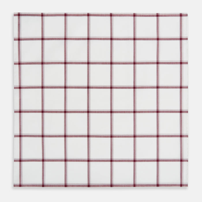 Burgundy Grid Check Hand-Rolled Handkerchief Image 2