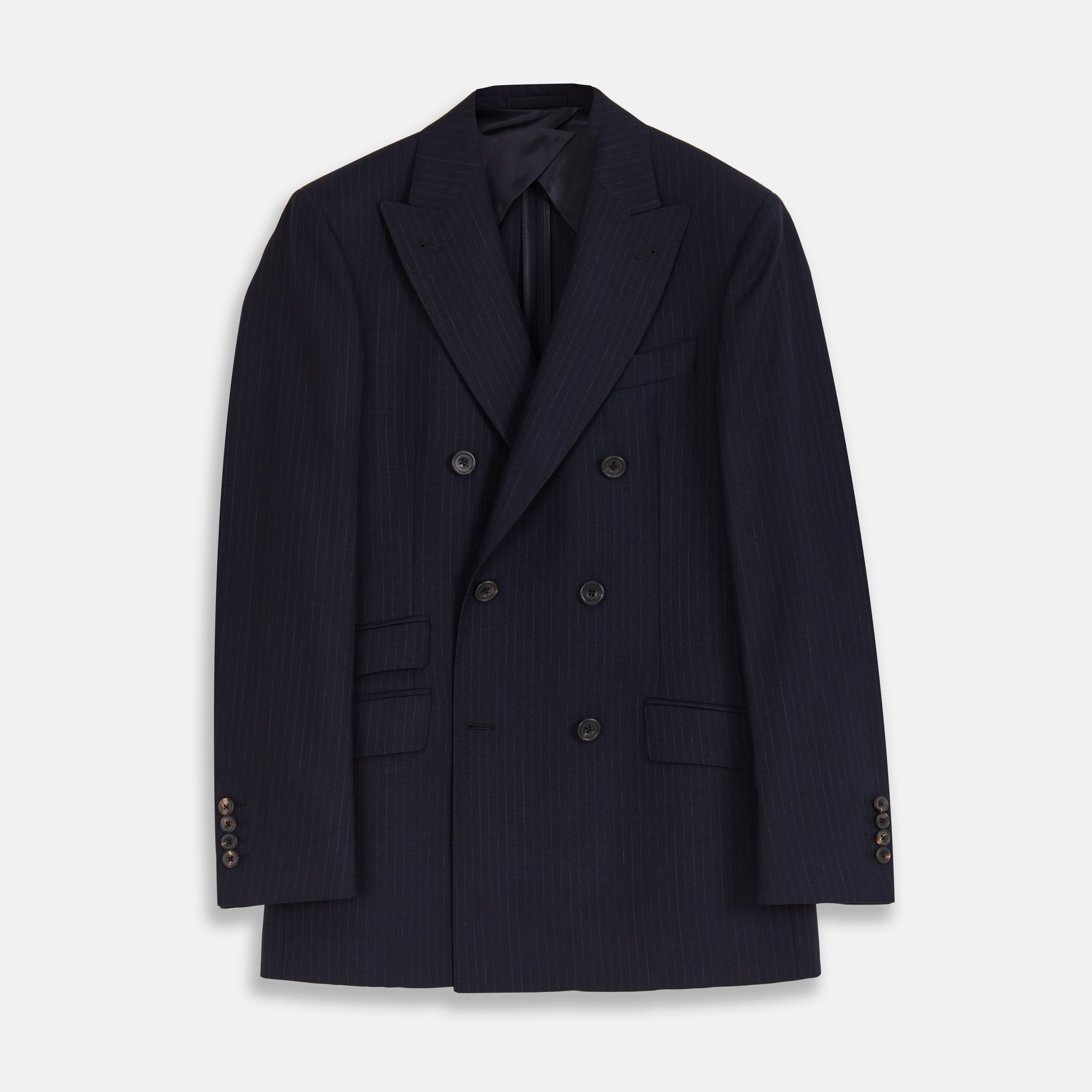 View 1 of product Navy Wool Pinstripe Double-Breasted Jacket