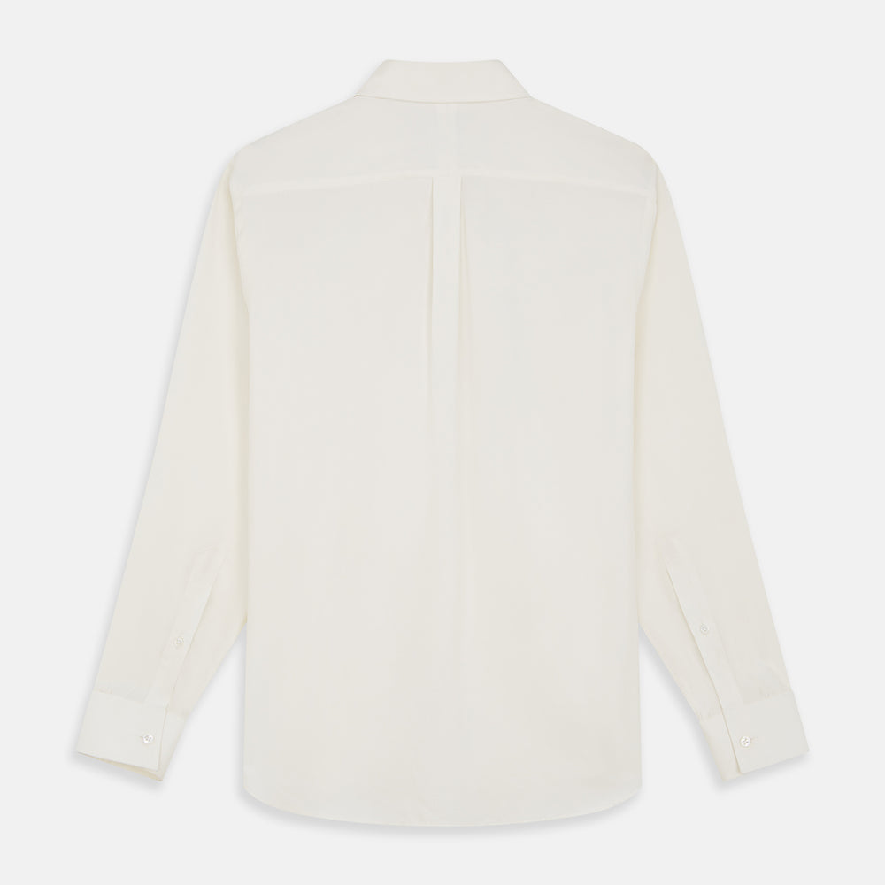 Cream Silk Long Point Embroidered Eamon Shirt