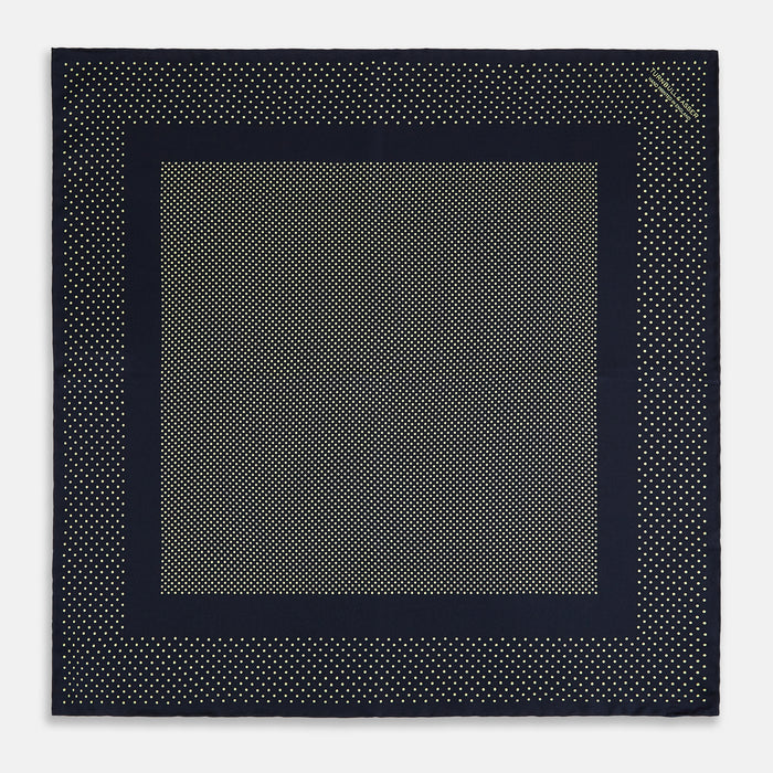 Navy and Gold Silk Pocket Square Image 3