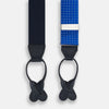 View 2 of product Pale Blue & White Small Spot Adjustable Silk and Navy Leather Braces