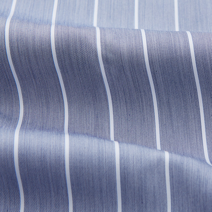Pale Blue and White Pinstripe Cotton Blend Weekend Fit Finch Shirt Image 3
