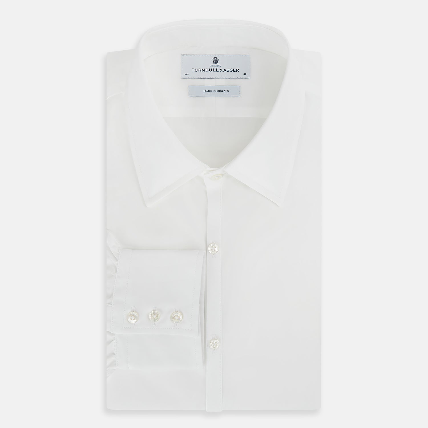 View 5 of product PLAIN WHITE WESTMINSTER SHIRT WITH TURNBULL COLLAR AND 3- BUTTON CUFFS