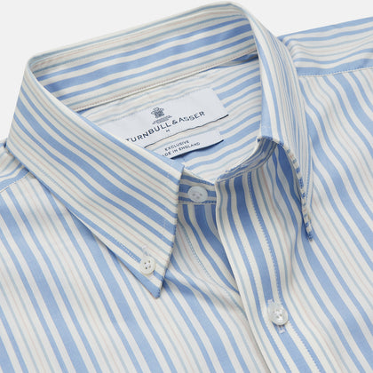 Blue Multi Stripe Wool Blend Weekend Fit Hayne Shirt Image 2
