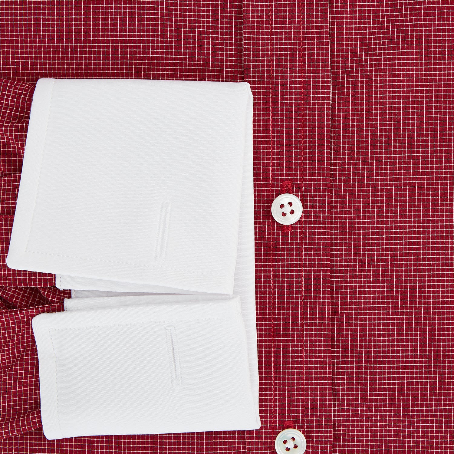 View 4 of product Dark Red Pin Check  Shirt with Contrast T&A Collar and Cuffs