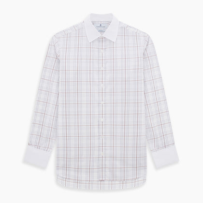 Purple Multi Plaid Check Shirt with Contrast Collar and Double Cuffs Image 13