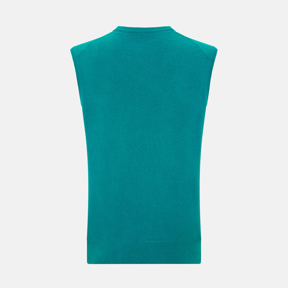 Turquoise Cashmere V-Neck Vest