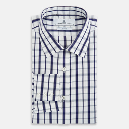 Navy Plaid Check Mayfair Shirt Image 4