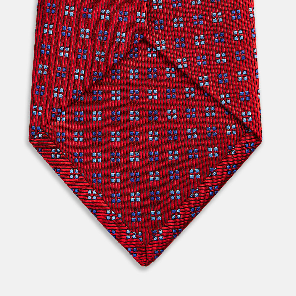 MINI SQUARE SPOT TULIP RED BLUE TIE