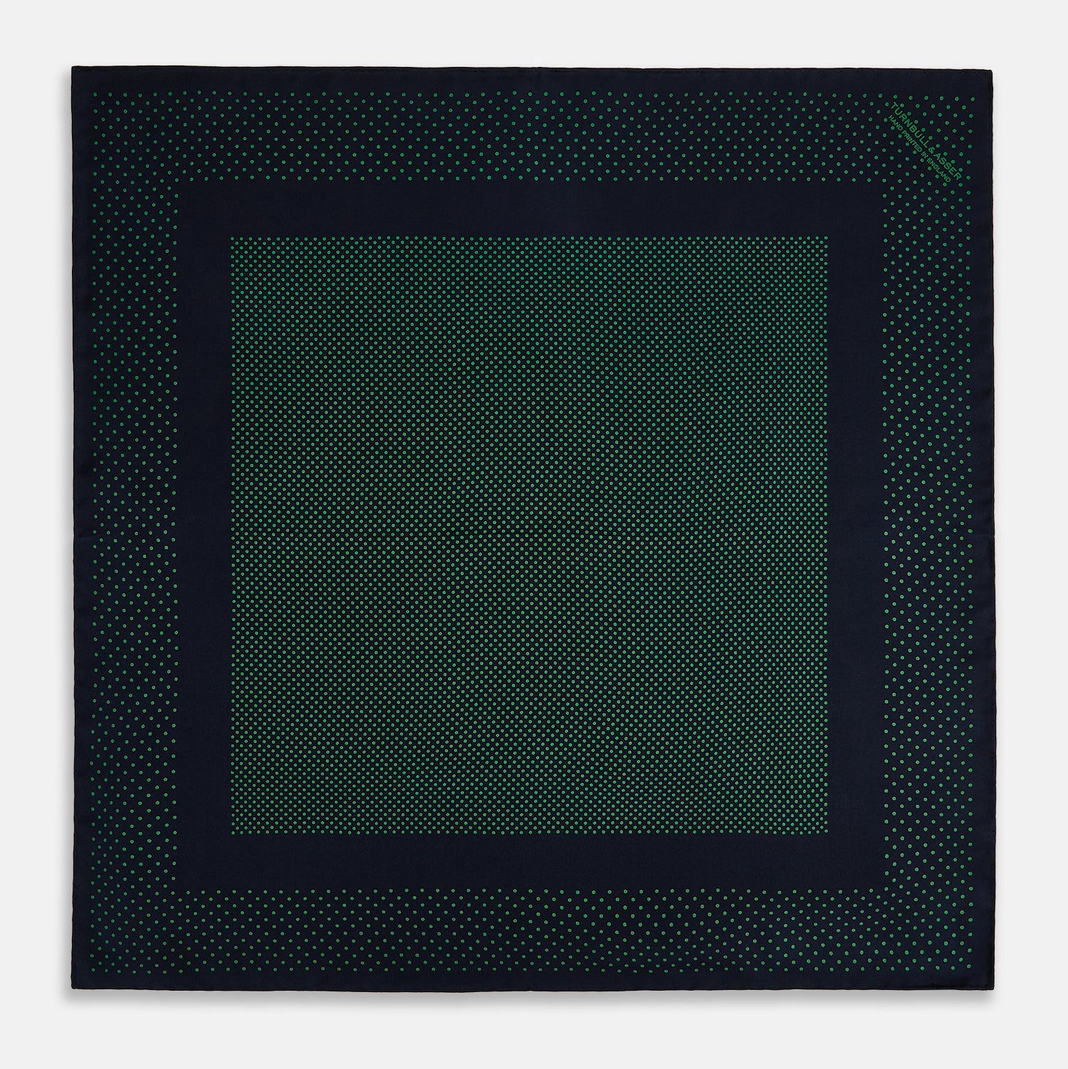 View 4 of product Navy and Green Dot Silk Pocket Square